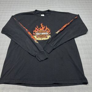 Harley-Davidson Black Long Sleeve Tee with Orange Flames
